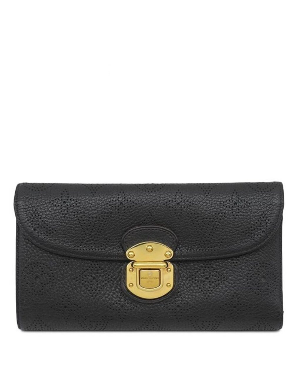 Louis Vuitton Trifold Wallet Portefeuille Amelia Monogram Mahina Black Gold